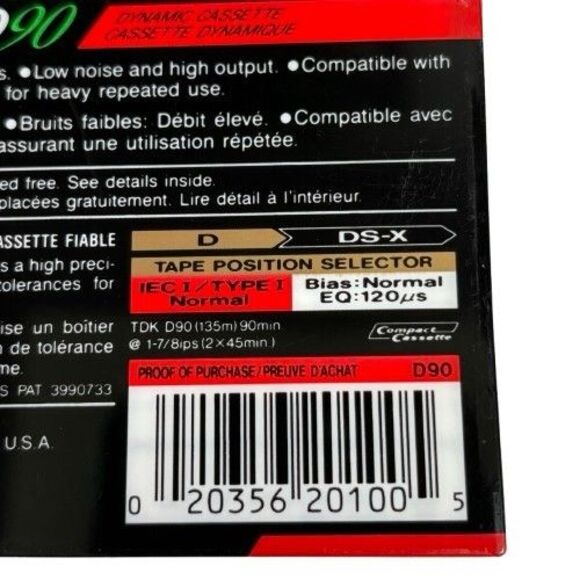 Lot 5 New Sealed TDK D90 Normal Position TYPE I Blank Audio Cassette Tapes 1990 - Picture 9 of 10